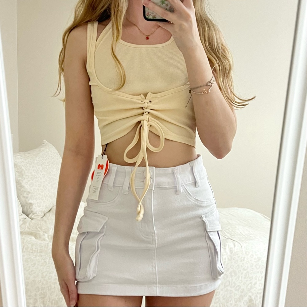 NWT Cider Lace Up Rib Knit Cami Top